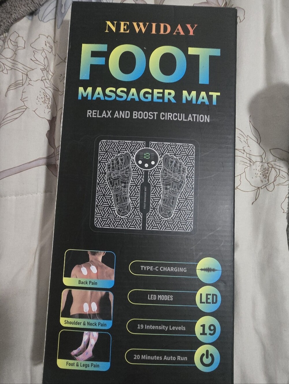 NEWIDAY Black Foot Massager Mat – Pain Relief & Circulation Boost